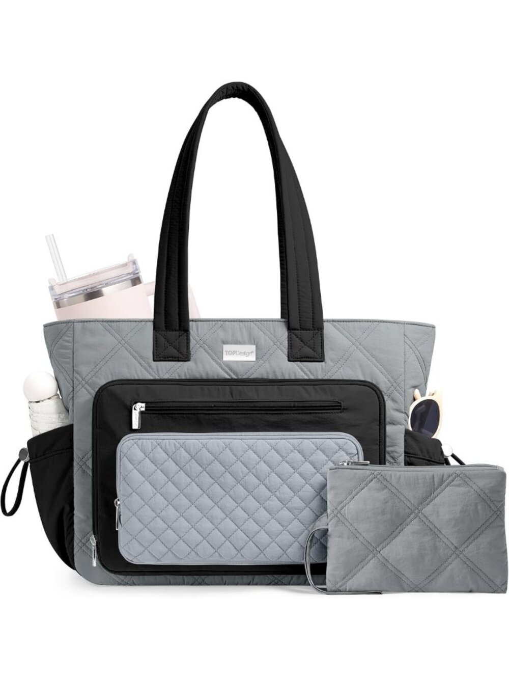 Quilted Puffer Laptop Bag for Women, Stylish Teacher Tote & Work Briefcase with